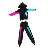 Max Stylish Sports Costume Set Hooded Pullover & Trousers For Blythe Doll Black
