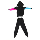 Max Stylish Sports Costume Set Hooded Pullover & Trousers For Blythe Doll Black