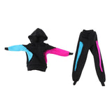 Max Stylish Sports Costume Set Hooded Pullover & Trousers For Blythe Doll Black