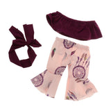 Max 18'' Girl Doll Off-shoulder Bell Bottoms Set For Dolls Purple