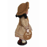 Max 30cm Lovely Porcelain Girl Doll People Figure with Beige Dress Hat Set Gift