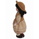 Max 30cm Lovely Porcelain Girl Doll People Figure with Beige Dress Hat Set Gift