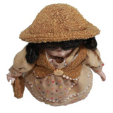 Max 30cm Lovely Porcelain Girl Doll People Figure with Beige Dress Hat Set Gift