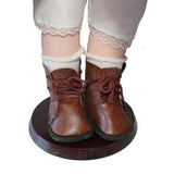 Max 60cm Victorian Porcelain Doll Little Girl Model with Brown Clothes & Stand