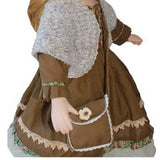 Max 60cm Victorian Porcelain Doll Little Girl Model with Brown Clothes & Stand