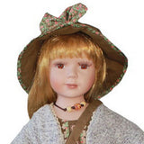 Max 60cm Victorian Porcelain Doll Little Girl Model with Brown Clothes & Stand