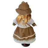 Max 60cm Victorian Porcelain Doll Little Girl Model with Brown Clothes & Stand