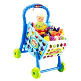 Max Precious Plastic Shopping Cart with Grocery Food for Kids Playset Toys Blue