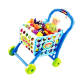 Max Precious Plastic Shopping Cart with Grocery Food for Kids Playset Toys Blue