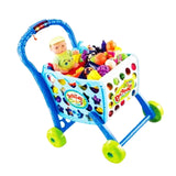 Max Precious Plastic Shopping Cart with Grocery Food for Kids Playset Toys Blue