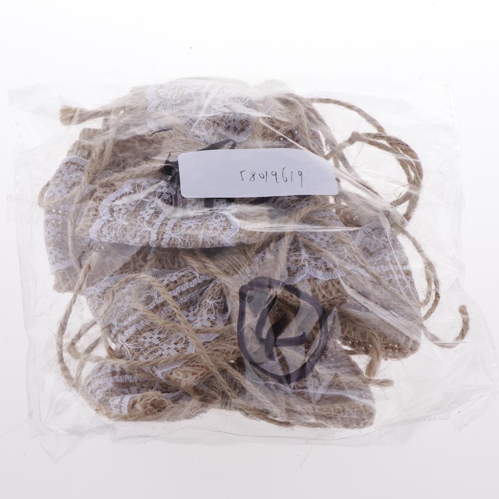 6Pcs Handmade Burlap Lace Bows for Rustic Wedding Decoration 2.5 x 2.3 inch - Aladdin Shoppers