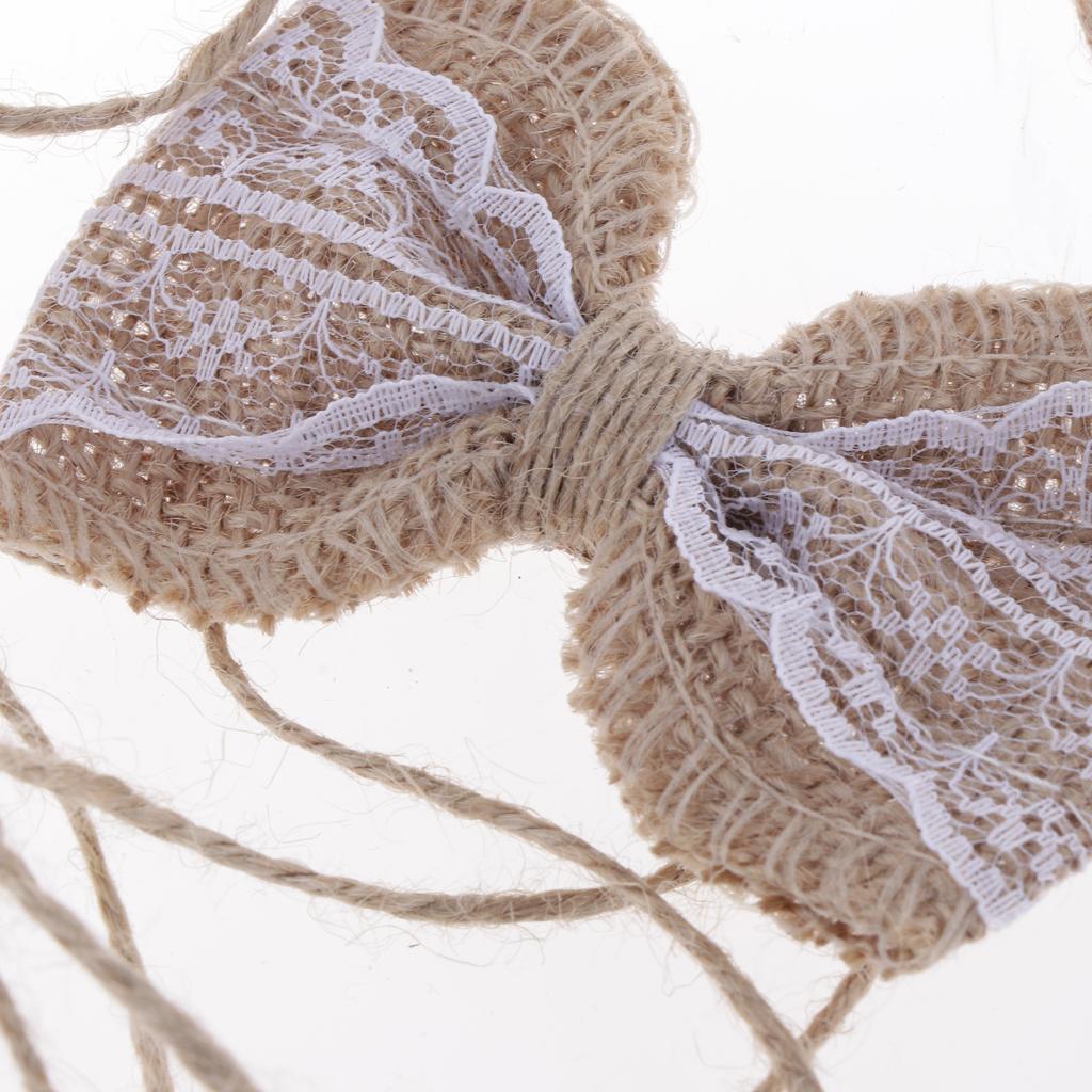 6Pcs Handmade Burlap Lace Bows for Rustic Wedding Decoration 2.5 x 2.3 inch - Aladdin Shoppers