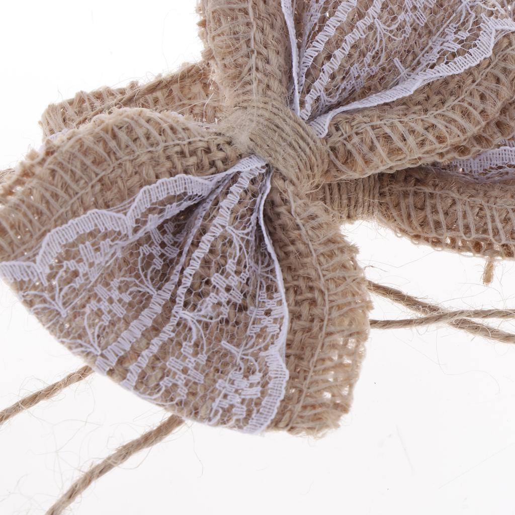 6Pcs Handmade Burlap Lace Bows for Rustic Wedding Decoration 2.5 x 2.3 inch - Aladdin Shoppers