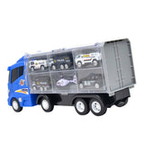 7 Pieces of Blue Container Truck with Alloy Special Police Car, Kids Indoor Vehicle Toy Set, Birthday Gift - Aladdin Shoppers