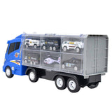 7 Pieces of Blue Container Truck with Alloy Special Police Car, Kids Indoor Vehicle Toy Set, Birthday Gift - Aladdin Shoppers