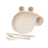 Maxbell Kids Child Plate Flatware Set Spoon Chopsticks Dinnerware Tableware Beige