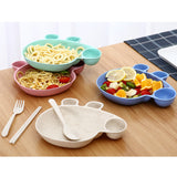 Maxbell Kids Child Plate Flatware Set Spoon Chopsticks Dinnerware Tableware Beige