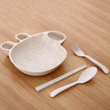 Maxbell Kids Child Plate Flatware Set Spoon Chopsticks Dinnerware Tableware Beige