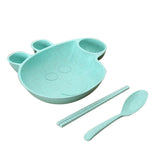 Maxbell Kids Child Plate Flatware Set Spoon Chopsticks Dinnerware Tableware Green