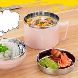 Max Stainless Steel 3 tier thermal bento Lunch Box Snack Cup With Soup Bowl Pink