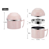 Max Stainless Steel 3 tier thermal bento Lunch Box Snack Cup With Soup Bowl Pink