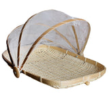 Maxbell Bamboo Tent Basket Serving Food Outdoor Picnic Pop Up Mesh Net Cover L Rectangle