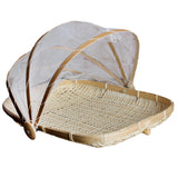Maxbell Bamboo Tent Basket Serving Food Outdoor Picnic Pop Up Mesh Net Cover L Rectangle
