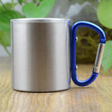 Max Carabiner Cups Camping Mug Outdoor Travel Metal Hiking Climbing 150ml Blue