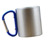 Max Carabiner Cups Camping Mug Outdoor Travel Metal Hiking Climbing 150ml Blue