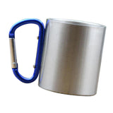 Max Carabiner Cups Camping Mug Outdoor Travel Metal Hiking Climbing 150ml Blue