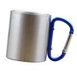 Max Carabiner Cups Camping Mug Outdoor Travel Metal Hiking Climbing 150ml Blue