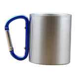 Max Carabiner Cups Camping Mug Outdoor Travel Metal Hiking Climbing 150ml Blue