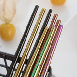 Max Stainless Long Chopsticks Metal Reusable Chopsticks Dinnerware Golden