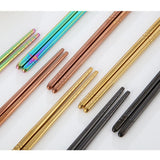 Max Stainless Long Chopsticks Metal Reusable Chopsticks Dinnerware Golden