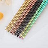 Max Stainless Long Chopsticks Metal Reusable Chopsticks Dinnerware Golden