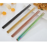Max Stainless Long Chopsticks Metal Reusable Chopsticks Dinnerware Golden