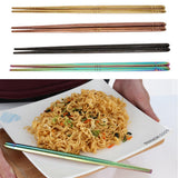 Max Stainless Long Chopsticks Metal Reusable Chopsticks Dinnerware Golden