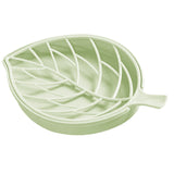 Max Double Layer Soap Dishes Soap Tray Holder Leaf Drain Rack Bathroom Green