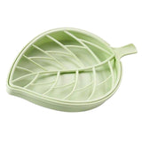 Max Double Layer Soap Dishes Soap Tray Holder Leaf Drain Rack Bathroom Green