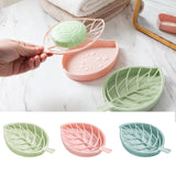 Max Double Layer Soap Dishes Soap Tray Holder Leaf Drain Rack Bathroom Green