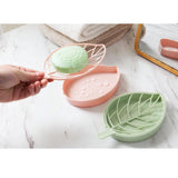 Max Double Layer Soap Dishes Soap Tray Holder Leaf Drain Rack Bathroom Green