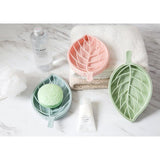 Max Double Layer Soap Dishes Soap Tray Holder Leaf Drain Rack Bathroom Green