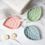 Max Double Layer Soap Dishes Soap Tray Holder Leaf Drain Rack Bathroom Green