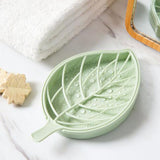 Max Double Layer Soap Dishes Soap Tray Holder Leaf Drain Rack Bathroom Green