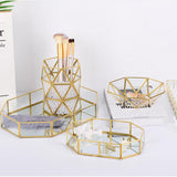 Max Glass Makeup Organizer Jewelry Tray Table Succulent Plants Polygons L