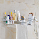 Wall Mount Hair Dryer Holder Rack Stand Bathroom Storage Organizer Silver B