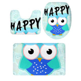 3PCS Owl Series Bathroom Toilet Covers Set Flannel Mats Bathroom Rug 1