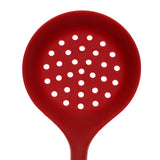 Max Silicone Colander Filter Soup Ladle -Long Handle W Hole Kitchen Red