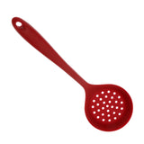 Max Silicone Colander Filter Soup Ladle -Long Handle W Hole Kitchen Red