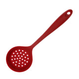 Max Silicone Colander Filter Soup Ladle -Long Handle W Hole Kitchen Red